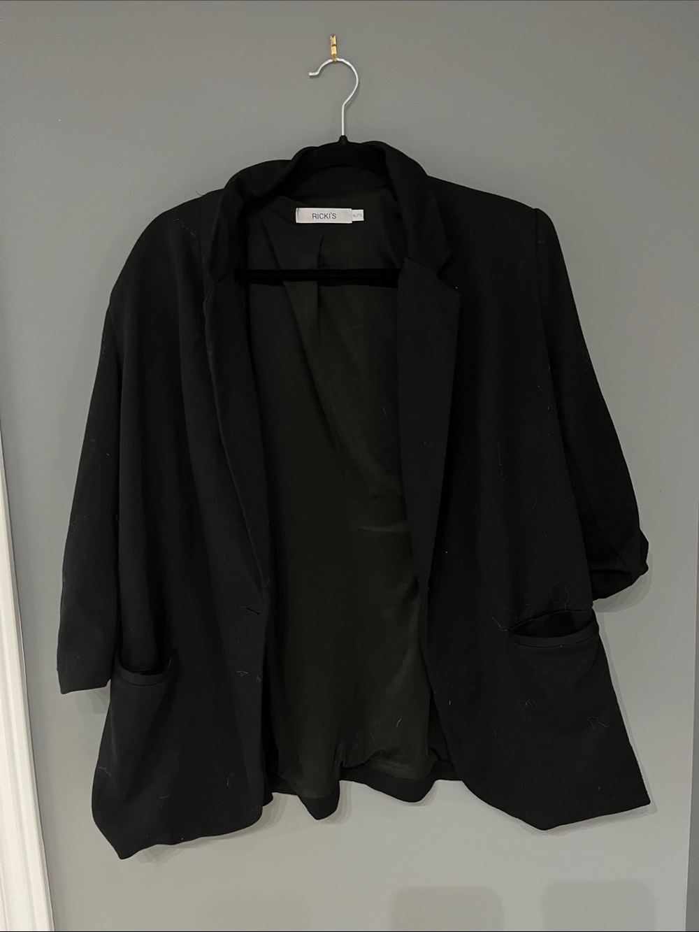3/$15 Ricki's Black Long Coat with Plush Collar